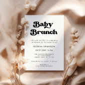 Stilvolles Retro Black & White Baby Brunch Einladung