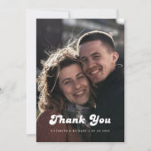 Stilvolles Retro Black & White Wedding Foto Dankeskarte (Vorderseite)