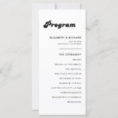 Stilvolles Retro Black & White Wedding Programm (Vorderseite)