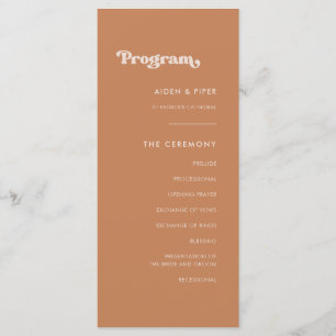 Stilvolles Retro-Braun-Trauungsprogramm Programm