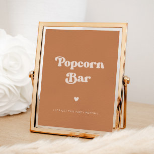 Stilvolles Retro-Braun-Zucker Hochzeit Popcorn-Bar Poster