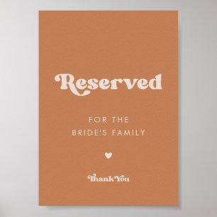 Stilvolles Retro-brauner Zucker Hochzeit Reservier Poster
