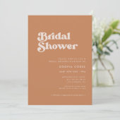 Stilvolles Retro-braunes Brautparty Einladung (Stehend Vorderseite)