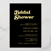 Stilvolles Retro-Brautparty in Schwarz und Gold Folieneinladung (Vorderseite)
