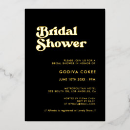 Stilvolles Retro-Brautparty in Schwarz und Gold Folieneinladung