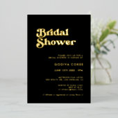 Stilvolles Retro-Brautparty in Schwarz und Gold Folieneinladung (Stehend vorne)