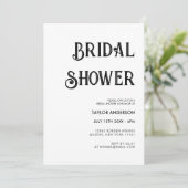 Stilvolles Retro-Brautparty in Weiß und Schwarz Einladung (Stehend Vorderseite)