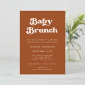 Stilvolles Retro Burnt Orange Baby Brunch Einladung (Stehend Vorderseite)