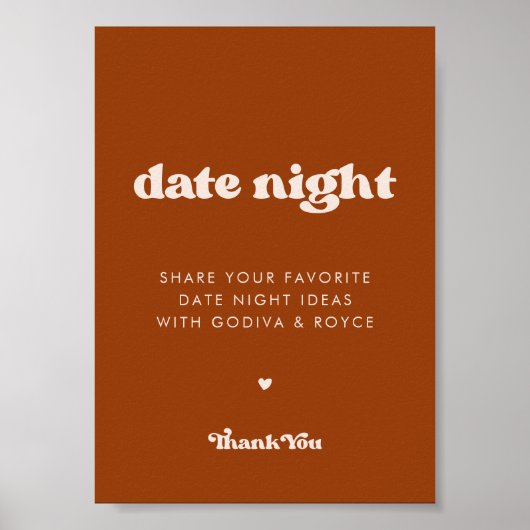 Stilvolles Retro Burnt Orange Date Ideenzeichen Poster (Vorne)