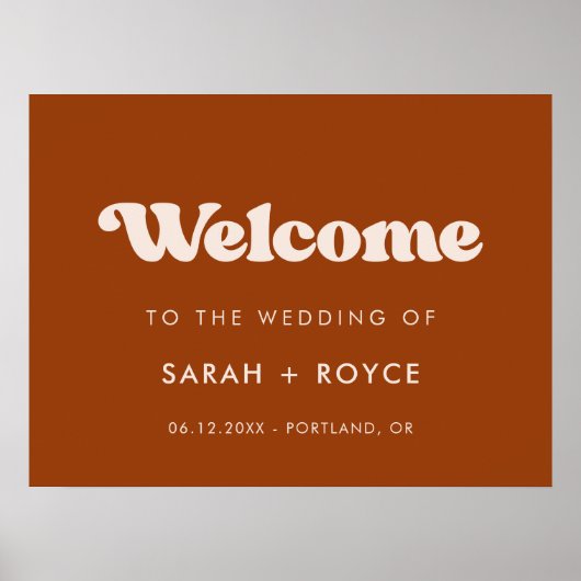 Stilvolles Retro Burnt Orange Herzlich willkommen  Poster (Vorne)