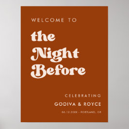 Stilvolles Retro Burnt Orange Night vor dem Empfan Poster