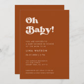 Stilvolles Retro Burnt Orange Oh Baby Einladung (Vorne/Hinten)