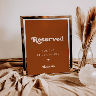 Stilvolles Retro Burnt Orange Wedding Reservierung Poster