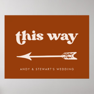 Stilvolles Retro Burnt Orange Wedding Richtung Poster