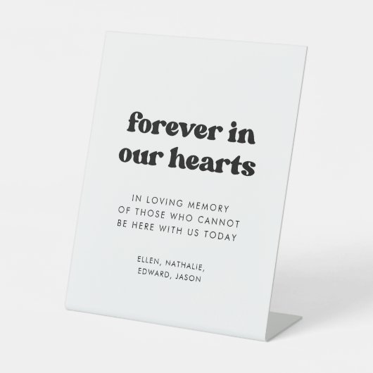 Stilvolles Retro Forever in unseren Herzen Hochzei Sockelschild (Vorderseite)