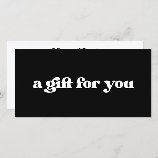 Stilvolles Retro-Geschenkzertifikat schwarz-weiß (Vorne/Hinten)