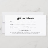 Stilvolles Retro-Geschenkzertifikat schwarz-weiß (Rückseite)