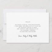 Stilvolles Retro Hello Baby Foto Birth Ankündigung (Rückseite)