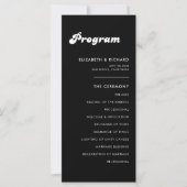 Stilvolles Retro-Hochzeitsprogramm in Schwarz-Weiß (Vorderseite)