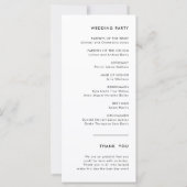 Stilvolles Retro-Hochzeitsprogramm in Schwarz-Weiß (Rückseite)