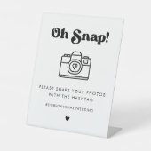 Stilvolles Retro Oh Snap Wedding Hashtag Sockelschild (Vorderseite)