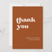 Stilvolles Retro Orange Brautparty Danke Karte (Vorderseite)