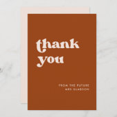 Stilvolles Retro Orange Brautparty Danke Karte (Vorne/Hinten)