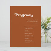 Stilvolles Retro-Orangenhochzeitprogramm Programm (Stehend Vorderseite)