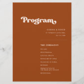 Stilvolles Retro-Orangenhochzeitprogramm Programm (Vorderseite)