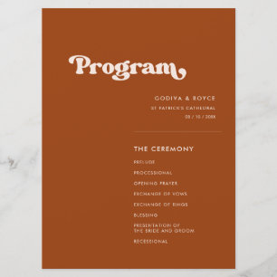 Stilvolles Retro-Orangenhochzeitprogramm Programm