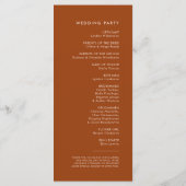 Stilvolles Retro-Orangenhochzeitprogramm Programm (Rückseite)