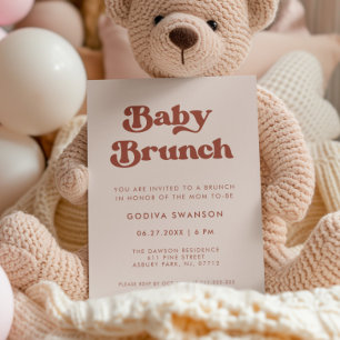 Stilvolles Retro Peach Pink Baby Brunch Einladung