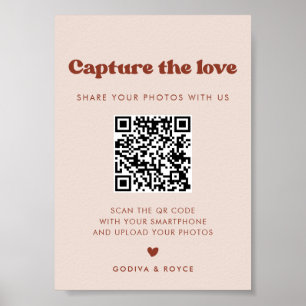 Stilvolles Retro Peach Pink Capture the Liebe sign Poster