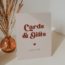 Stilvolles Retro Peach Pink Cards & Gifts Hochzeit Sockelschild