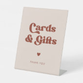 Stilvolles Retro Peach Pink Cards & Gifts Hochzeit Sockelschild (Vorderseite)