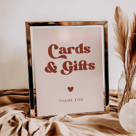 Stilvolles Retro Peach Pink Cards & Gifts Zeichen Poster