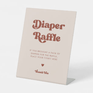 Stilvolles Retro Peach Pink Diaper Raffle Sockelschild