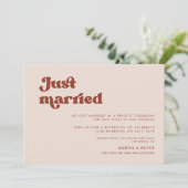 Stilvolles Retro Peach Pink Nur verheiratet Karte (Stehend Vorderseite)