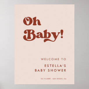 Stilvolles Retro Peach Pink Oh Baby Poster