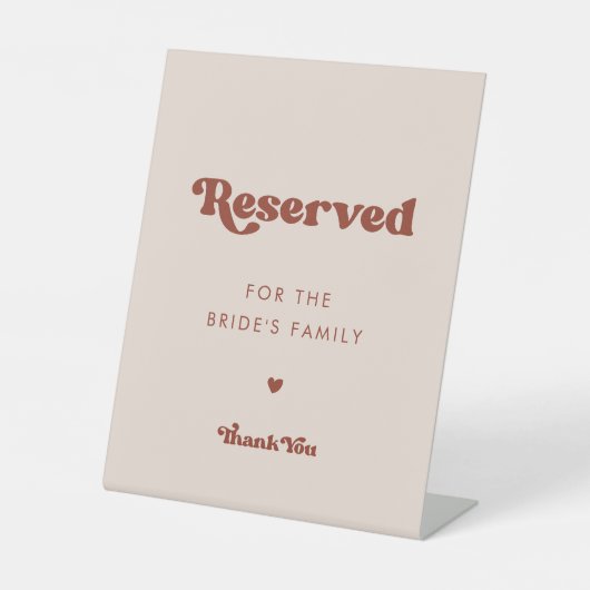 Stilvolles Retro Peach Pink Reserviert für die Fam Sockelschild (Vorderseite)