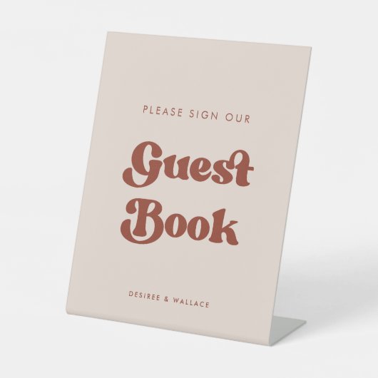 Stilvolles Retro Peach Pink Unterschreiben Sie uns Sockelschild (Vorderseite)