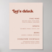 Stilvolles Retro Peach Pink Wedding Bar menu Poster (Vorne)