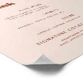 Stilvolles Retro Peach Pink Wedding Bar menu Poster (Ecke)
