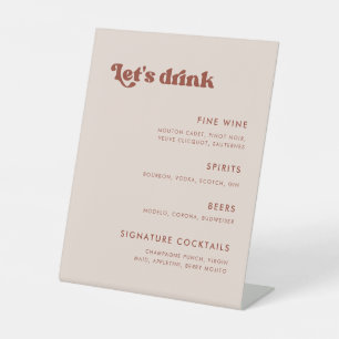 Stilvolles Retro Peach Pink Wedding Bar menu Sockelschild