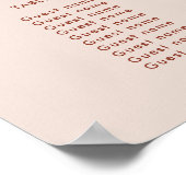 Stilvolles Retro Peach Pink Wedding Chart Poster (Ecke)