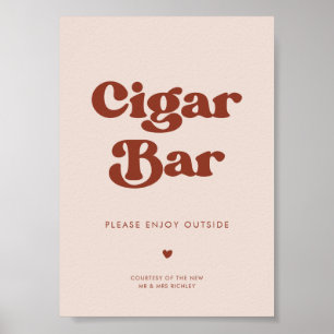 Stilvolles Retro Peach Pink Wedding Cigar Bar Poster
