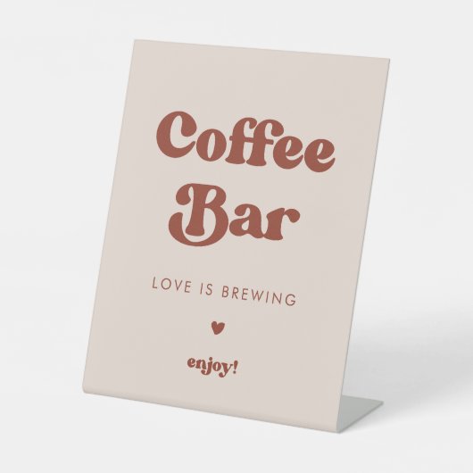 Stilvolles Retro Peach Pink Wedding Coffee Bar Sockelschild (Vorderseite)