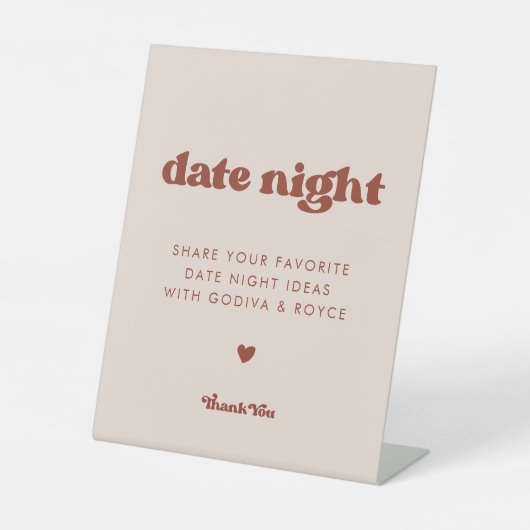 Stilvolles Retro Peach Pink Wedding Date Ideen Sockelschild (Vorderseite)