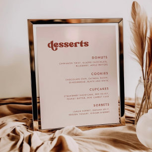 Stilvolles Retro Peach Pink Wedding Dessert Bar Poster