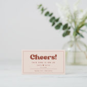 Stilvolles Retro Peach Pink Wedding Drink Ticket (Stehend Vorderseite)